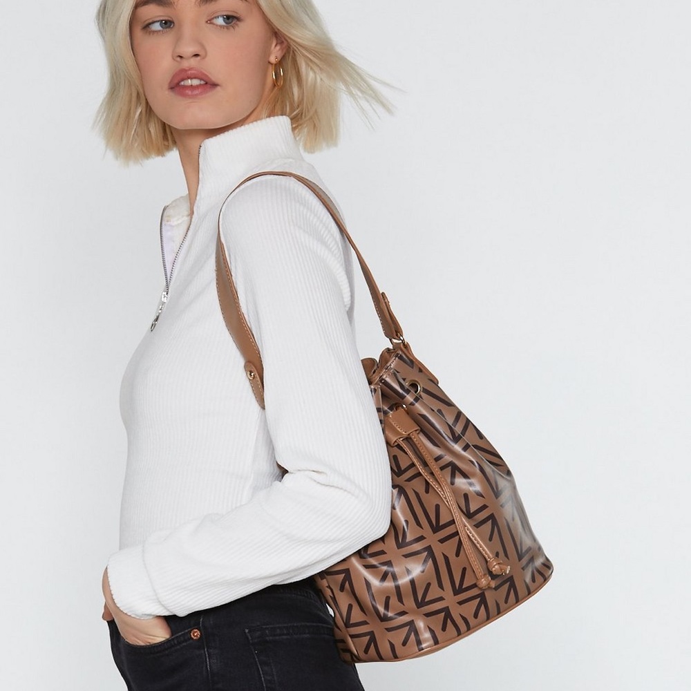 Logo printed bucket bag